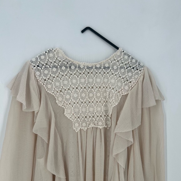 Philosophy Di Lorenzo Serafini Crochet Yoke Ruffle Ethereal Boho Flowy Dress - Picture 1 of 9